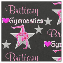 ピンクかわいらし及び黒のギムナストパーソナライズされた生地