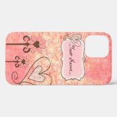 ピンクかわいらし名前をカスタムする Case-Mate iPhoneケース (裏面 (横))
