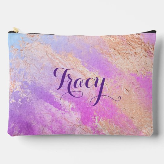 ピンクかわいらし大理石 アクセサリーポーチ (正面)