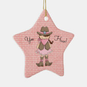 ピンクかわいらし女性のカーボーイ（茶色） セラミックオーナメント (右)