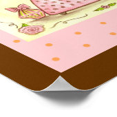 ピンクかわいらし巾着香料ボトルバラポスター ポスター (角)