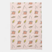 ピンクかわいらし感謝祭 キッチンタオル (縦)