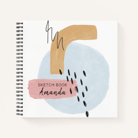 ピンクかわいらし抽象芸術水彩書道名 ノートブック (正面)