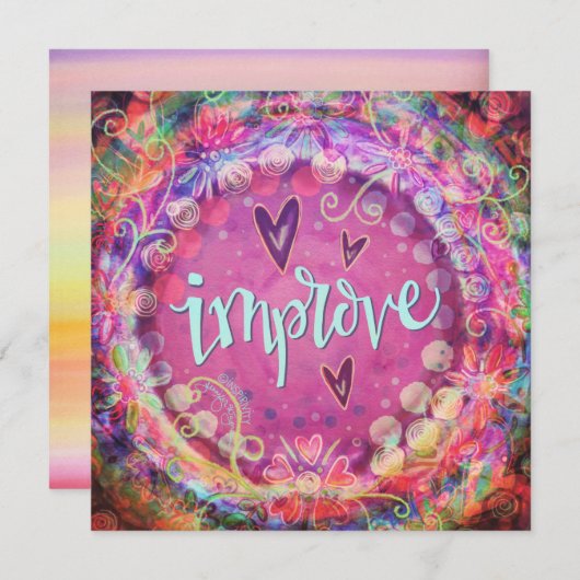 ピンクかわいらし改善フローラ勇気付けられる サンキューカード (正面/裏面)