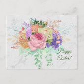 ピンクかわいらし春フローラブーケイースター シーズンポストカード (正面)