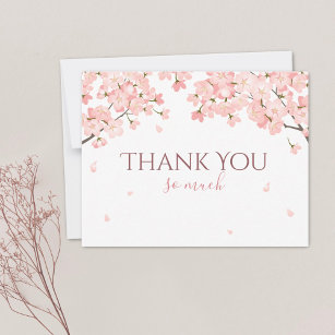 ピンクかわいらし春桜日本のさくらんぼの花 サンキューカード