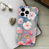 ピンクかわいらし春花油画モノグラムの画 Case-Mate iPhoneケース