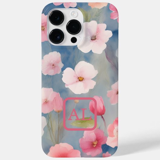 ピンクかわいらし春花油画モノグラムの画 Case-Mate iPhoneケース (裏面)