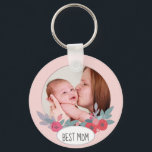ピンクかわいらし最高のフローラカスタム写真のマム キーホルダー<br><div class="desc">母パーソナライズされたの日や誕生日に贈る甘い写真。</div>