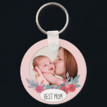 ピンクかわいらし最高のフローラカスタム写真のマム キーホルダー<br><div class="desc">母パーソナライズされたの日や誕生日に贈る甘い写真。</div>