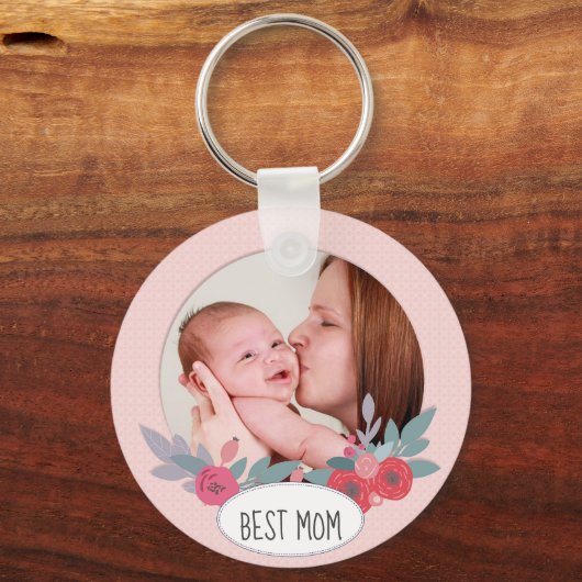 ピンクかわいらし最高のフローラカスタム写真のマム キーホルダー (正面)