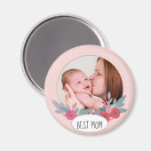 ピンクかわいらし最高のフローラカスタム写真のマム マグネット (正面/裏面)