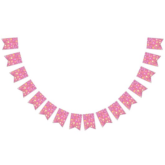 ピンクかわいらし植物の野草フローラ バンティングフラッグ (全)