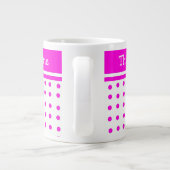 ピンクかわいらし水玉模様ジャンボマカスタマイズグ ジャンボコーヒーマグカップ (裏面)