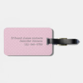 ピンクかわいらし水玉模様フラミンゴカスタム学校 ラゲッジタグ (裏面横)