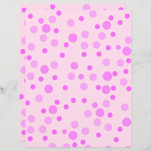 ピンクかわいらし水玉模様、ライトピンクのスクラップブック紙 (正面/裏面)