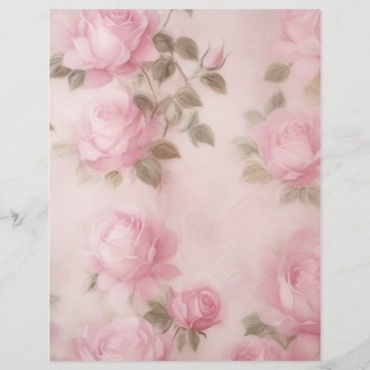 ピンクかわいらし淡い色のバラ文房具 (裏面)