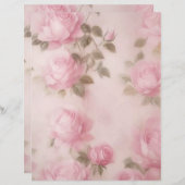 ピンクかわいらし淡い色のバラ文房具 (正面/裏面)