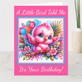 ピンクかわいらし熱帯鳥誕生日カード カード