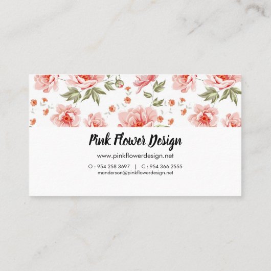 ピンクかわいらし牡丹の名刺 名刺 (裏面)