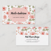 ピンクかわいらし牡丹の名刺 名刺 (正面/裏面)