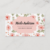 ピンクかわいらし牡丹の名刺 名刺 (正面)