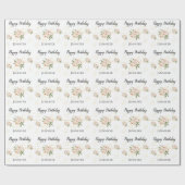 ピンクかわいらし牡丹ハッピーバースデー包装紙 ラッピングペーパー (フラット)