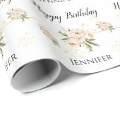 ピンクかわいらし牡丹ハッピーバースデー包装紙 ラッピングペーパー (ロールコーナー)