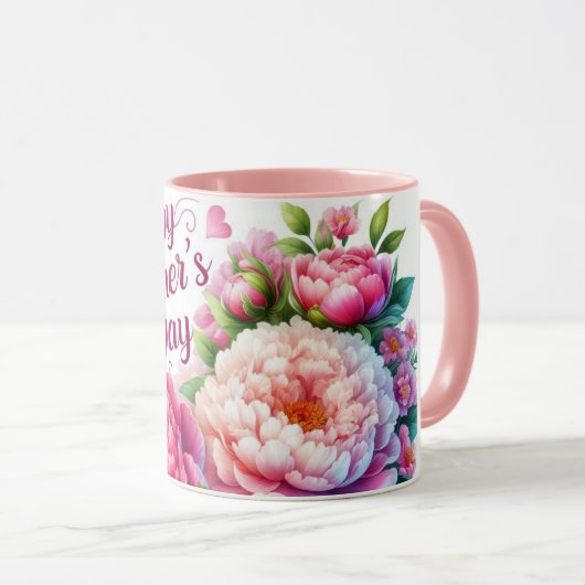 ピンクかわいらし牡丹マザーズデイフローラマグカップ マグカップ (正面右)