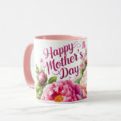 ピンクかわいらし牡丹マザーズデイフローラマグカップ マグカップ (正面左)