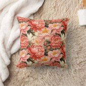 ピンクかわいらし牡丹ヴィンテージ花柄 クッション (ブランケット)