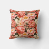 ピンクかわいらし牡丹ヴィンテージ花柄 クッション (裏面)