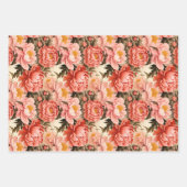 ピンクかわいらし牡丹ヴィンテージ花柄 ラッピングペーパーシート (正面)