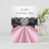 ピンクかわいらし白黒ダイヤモンドバースデーパーティー 招待状 (スタンド正面)