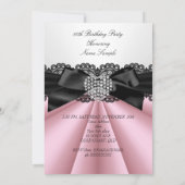 ピンクかわいらし白黒ダイヤモンドバースデーパーティー 招待状 (裏面)