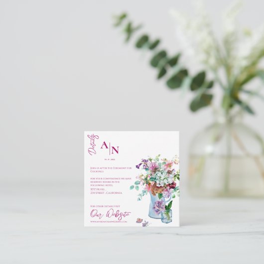 ピンクかわいらし素朴のフローラ庭園の結婚式詳細 エンクロージャーカード (スタンド正面)