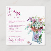 ピンクかわいらし素朴のフローラ庭園の結婚式詳細 エンクロージャーカード (正面)