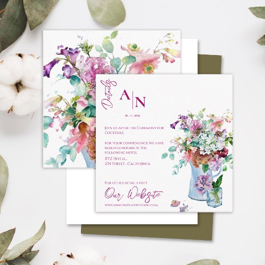 ピンクかわいらし素朴のフローラ庭園の結婚式詳細 エンクロージャーカード