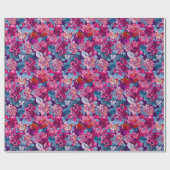 ピンクかわいらし紫の花柄の贈り物 ラッピングペーパー (フラット)