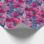 ピンクかわいらし紫の花柄の贈り物 ラッピングペーパー (角)