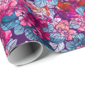 ピンクかわいらし紫の花柄の贈り物 ラッピングペーパー (ロールコーナー)