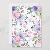 ピンクかわいらし紫の蝶(ちょう)少女ベビーシャワー 招待状 (裏面)