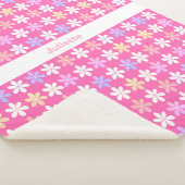 ピンクかわいらし紫色イエローホワイト小花デイジー シェルパブランケット (3/4)