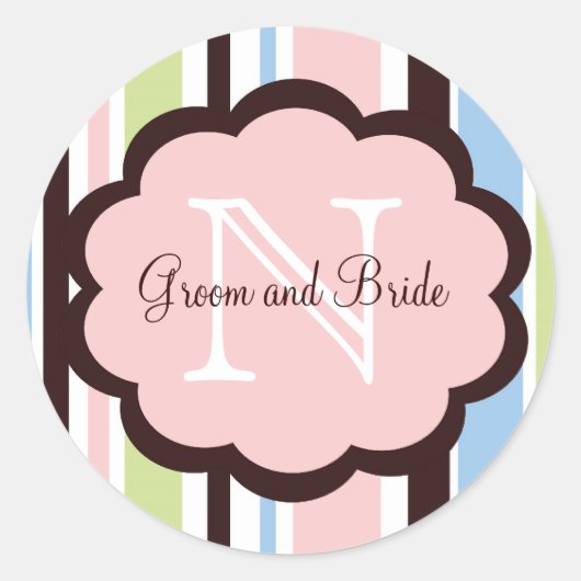 ピンクかわいらし結婚式の引き出物シール ラウンドシール (正面)