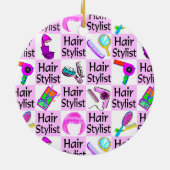 ピンクかわいらし美容師クリスマスオーナメント セラミックオーナメント (裏面)