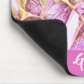 ピンクかわいらし色と金ゴールドフェイクフローラモノグラム マウスパッド (コーナー)