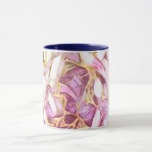 ピンクかわいらし色と金ゴールドフェイクフローラ マグカップ (中央)