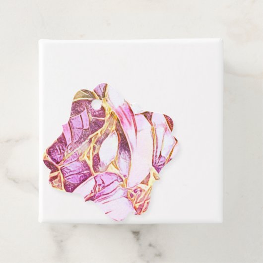 ピンクかわいらし色と金ゴールドフェイク花 フェイバータグ (インサイチュ)