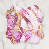 ピンクかわいらし色と金ゴールドフェイク花 フェイバータグ (正面)