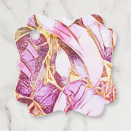 ピンクかわいらし色と金ゴールドフェイク花 フェイバータグ